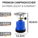 Gaskocher Campingkocher 1-flammig + 8X Kartusche Butan Set