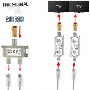 2-Fach Antennenverteiler Splitter 40dB (2 x 20dB) Sat Verstärker digital HD Satellit TV