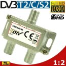 2-Fach Antennenverteiler Splitter 40dB (2 x 20dB) Sat Verstärker digital HD Satellit TV