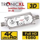 2-Fach Antennenverteiler Splitter 40dB (2 x 20dB) Sat Verstärker digital HD Satellit TV