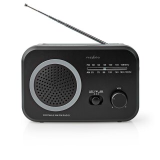 UKW FM AM Radio Tischradio mobil tragbar analog Retro Vintage Design schwarz