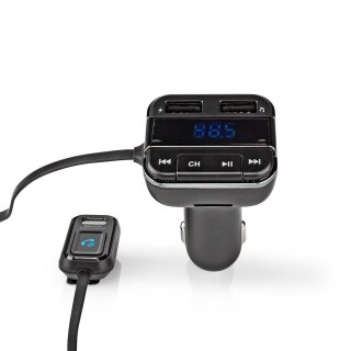 Kfz Audio FM Transmitter | Fest | freisprechend | 0.8 " | LED Bildschirm | USB Ladung | Schwarz/Grau