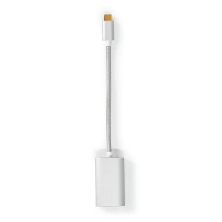 USB-Adapter | USB 3.2 Gen 1 | USB-C™ Stecker | DisplayPort Buchse | 0.20 m | rund | Vergoldet | Geflochten / Nylon | Silber | Verpackung mit Sichtfenster