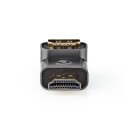 HDMI™ -Adapter | HDMI™ Stecker | HDMI™ Ausgang / HDMI™ Buchse | Vergoldet | 90° abgewinkelt | Aluminium | Gunmetal | 1 Stück | Verpackung mit Sichtfenster