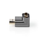 HDMI™ -Adapter | HDMI™ Stecker | HDMI™ Ausgang / HDMI™ Buchse | Vergoldet | 90° abgewinkelt | Aluminium | Gunmetal | 1 Stück | Verpackung mit Sichtfenster