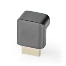 HDMI™ -Adapter | HDMI™ Stecker | HDMI™ Ausgang / HDMI™ Buchse | Vergoldet | 90° abgewinkelt | Aluminium | Gunmetal | 1 Stück | Verpackung mit Sichtfenster