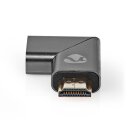 HDMI™ -Adapter | HDMI™ Stecker | HDMI™ Ausgang / HDMI™ Buchse | Vergoldet | Links abgewinkelt | Aluminium | Gunmetal | 1 Stück | Verpackung mit Sichtfenster