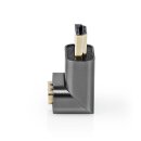 HDMI™ -Adapter | HDMI™ Stecker | HDMI™ Ausgang / HDMI™ Buchse | Vergoldet | 270° abgewinkelt | Aluminium | Gunmetal | 1 Stück | Verpackung mit Sichtfenster