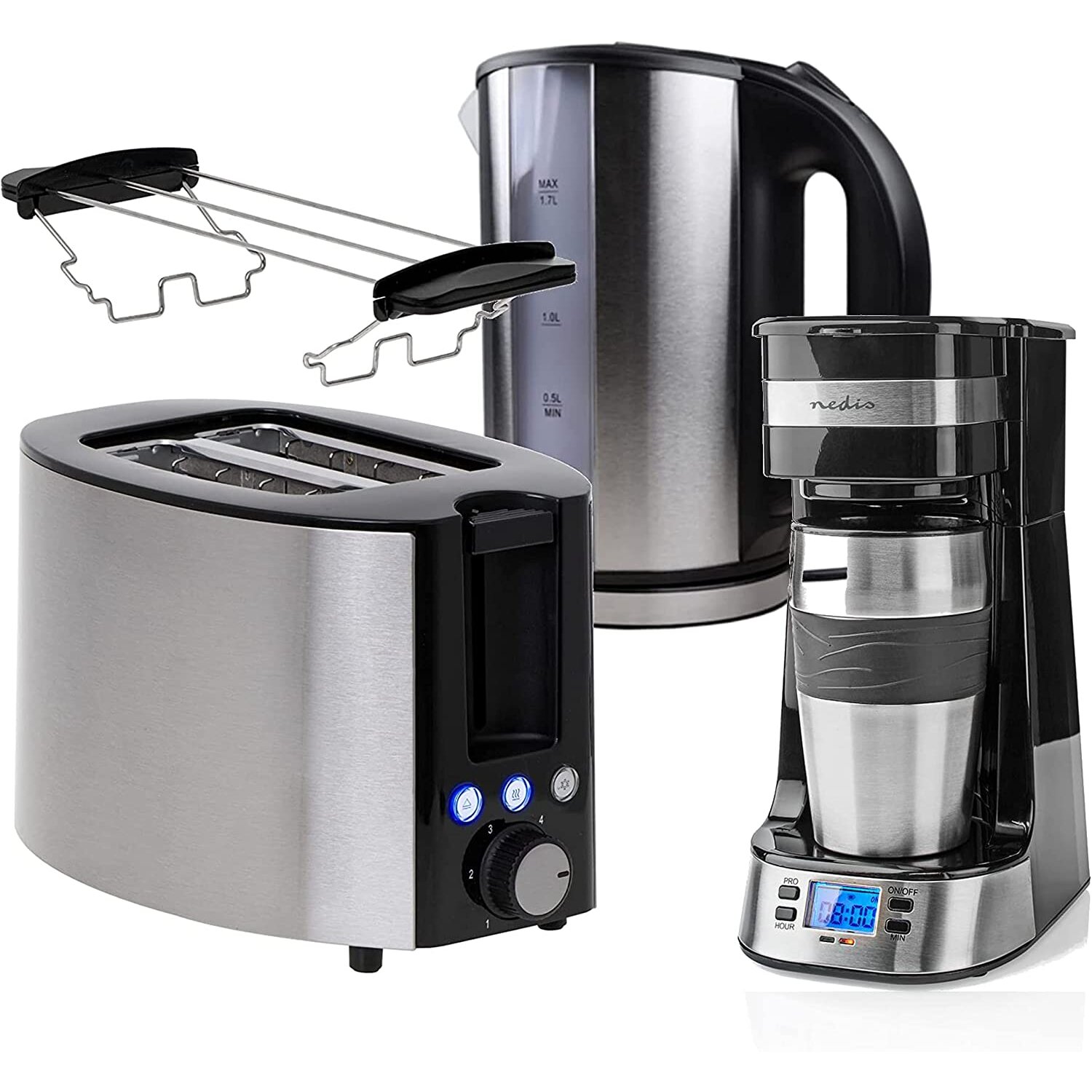 1 Tassen Kaffeemaschine + Thermobecher +Toaster + Wasserkocher Frühst, 62,00 €