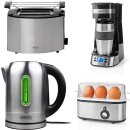 1 Tassen Kaffeemaschine + Wasserkocher + Toaster + Eierkocher + Thermobecher Edelstahl Set