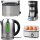 1 Tassen Kaffeemaschine + Wasserkocher + Toaster + Eierkocher + Thermobecher Edelstahl Set