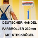 Premium Farbroller mit Steckbügel + Ersatz Farbwalzen 230 mm rauhe Oberfläche