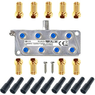 Sat Splitter 8-Fach Digital Antennenverteiler + F-Stecker + Wetterschutz