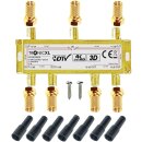 6fach Sat Verteiler + F-Stecker + Wetterschutz TV Kabel...