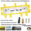 6fach Sat Verteiler + F-Stecker + Wetterschutz TV Kabel Antennenverteiler