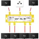 6fach Sat Verteiler + F-Stecker + Wetterschutz TV Kabel Antennenverteiler