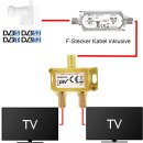 2-Fach Antennenverteiler Splitter mit Sat Verstärker digital HD Satellit