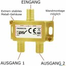 2-Fach Antennenverteiler Splitter mit 40dB (2 x 20dB) Sat Verstärker digital HD Satellit TV