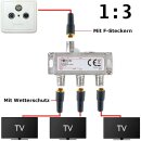 3-Fach Sat Splitter Antennenverteiler TV F-Stecker...