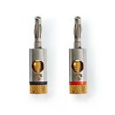 2 Stück HQ Bananenstecker Banana Audio Stecker vergoldet Aluminium Metall