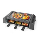 6 Personen Raclette Raclettegrill mit Grill Grillplatte Pfännchen Holz Spatel Set