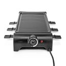 6 Personen Raclette Raclettegrill mit Grill Grillplatte Pfännchen Holz Spatel Set