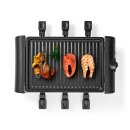 6 Personen Raclette Raclettegrill mit Grill Grillplatte Pfännchen Holz Spatel Set