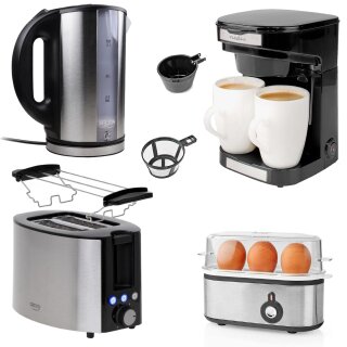 Filter Kaffeemaschine + Wasserkocher + Toaster + Eierkocher + 2 Tassen Set Frühstück