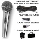 Mikrofon dynamisch XLR 3,5mm 6,35mm + Koffer + Kabel Set...