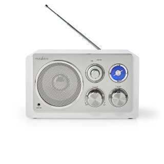 Tisch Retro Design UKW FM Radio analog weiß silber Tischradio Vintage