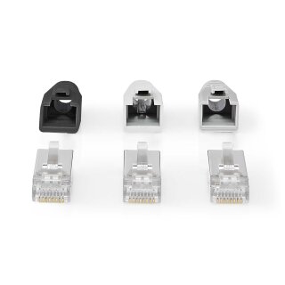 10 Stück FTP CAT6a RJ45-Stecker | Pass Through  | Vergoldet | Ethernet für Kabel Internet