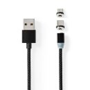 USB Ladekabel magnetisch USB-C + Micro-B Stecker Kabel...