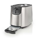 Edelstahl Toaster schwarz silber 2 Scheiben mit integriertem Brötchen Aufsatz