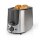 Edelstahl Toaster schwarz silber 2 Scheiben mit integriertem Brötchen Aufsatz