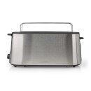 Edelstahl Langschlitztoaster Langschlitz Toaster mit Brötchenaufsatz schwarz silber 2 Scheiben