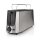 Edelstahl Langschlitztoaster Langschlitz Toaster mit Brötchenaufsatz schwarz silber 2 Scheiben