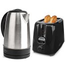 1,7L Wasserkocher silber + Toaster schwarz Set Frühstück Frühstücksset