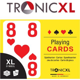2 Stück Kartenspiel Spielkarten mit großen XL XXL Zeichen für Senioren & Menschen mit Sehbehinderung