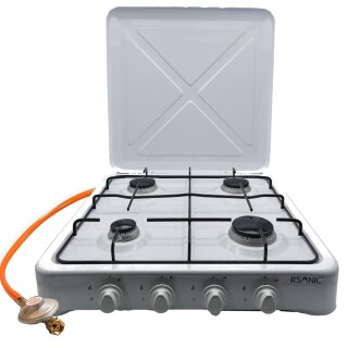 Gaskocher 4-flammig RS-3008 Campingkocher mit Deckel für Gasflasche Herd Outdoor