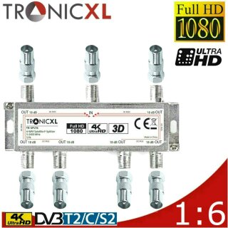 TronicXL 6fach BK Verteiler Premium TV Kabel Antennenverteiler Kabelfernsehen DVBC