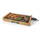 Elektro Tischgrill elektrisch Grill Grillplatte Pfanne Bambus