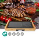 Elektro Tischgrill elektrisch Grill Grillplatte Pfanne Bambus
