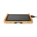 Elektro Tischgrill elektrisch Grill Grillplatte Pfanne Bambus