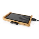 Elektro Tischgrill elektrisch Grill Grillplatte Pfanne Bambus