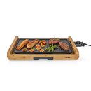 Elektro Tischgrill elektrisch Grill Grillplatte Pfanne Bambus