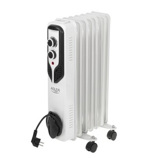 Adler Öl Radiator 7 Rippen weiß 1500W Elektroheizung Elektro Heizkörper
