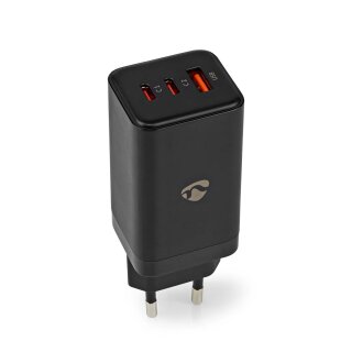 65W 3 Port Netzteil USB-C + USB A PD GaN Smart IC Ladegerät Netzgerät Netzstecker