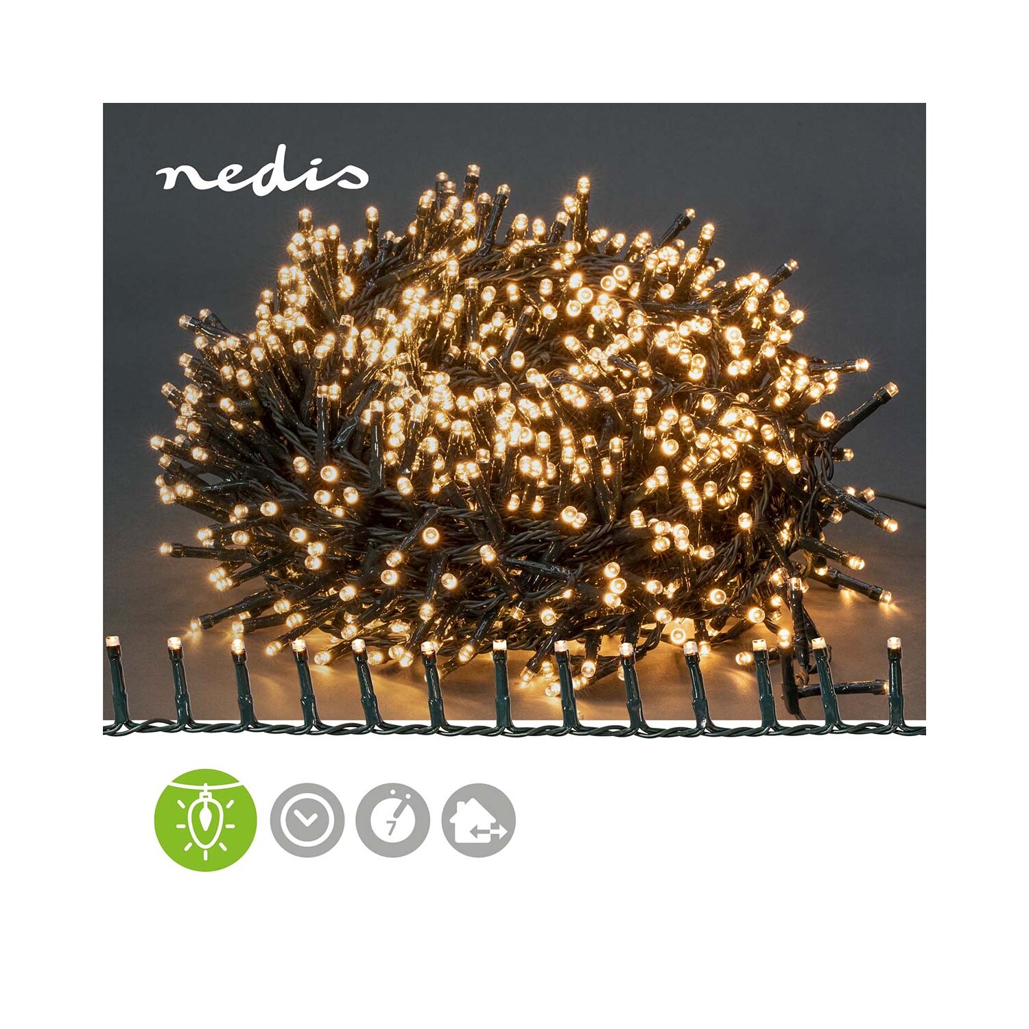 1800 LED Lichterkette 36m lang warmweiß Indoor Outdoor Außen IP44 Tim