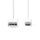 USB-Kabel | USB 2.0 | USB-A Stecker | USB-C™ Stecker | 60 W | 480 Mbps | Vernickelt | 1.00 m | Rund | PVC | Weiss | Box