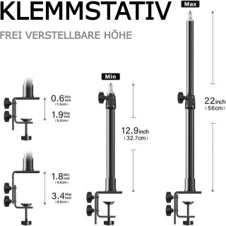 Tisch Klemme Stativ Halterung fr Webcam Hhenverstellbar Klemm Stnder Halterung